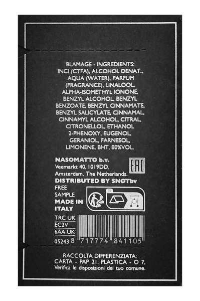 PerumeriaErbelNasomattoBlamageEXTSamplePróbkaPerfumNiszowychUnisex
