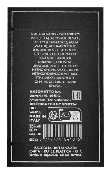 PerumeriaErbelNasomattoBlackAfganoEXTSamplePróbkaPerfumNiszowychUnisex