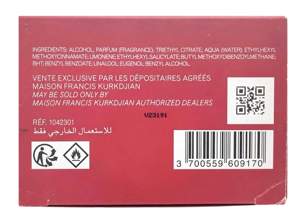 PerfumeriaErbelMaisonFrancisKurkdjianBaccaratRouge540EXTNiepełnyFlakonPerfum